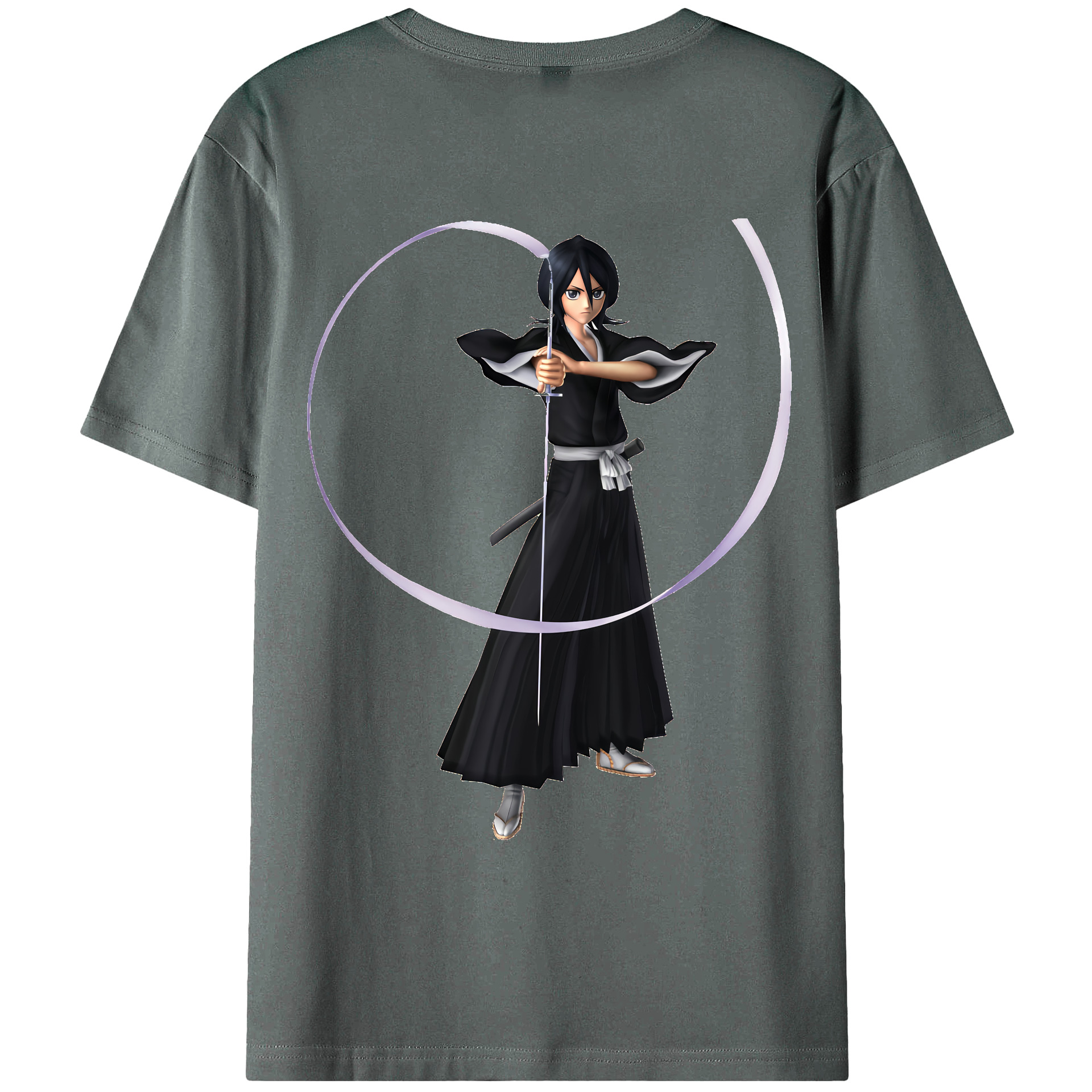 （画像用） ブリーチ 朽木ルキア BLEACH Kuchiki Rukia 綿100％ メンズ半袖Tシャツ（バックプリント） 通気性